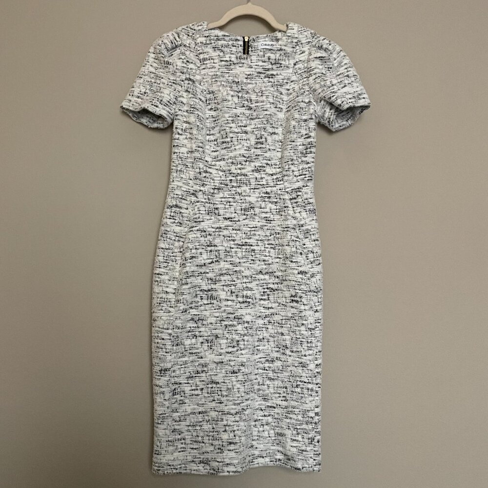 Calvin Klein, Size 4, Tweed Short Sleeve Midi Dress - Picture 10 of 12